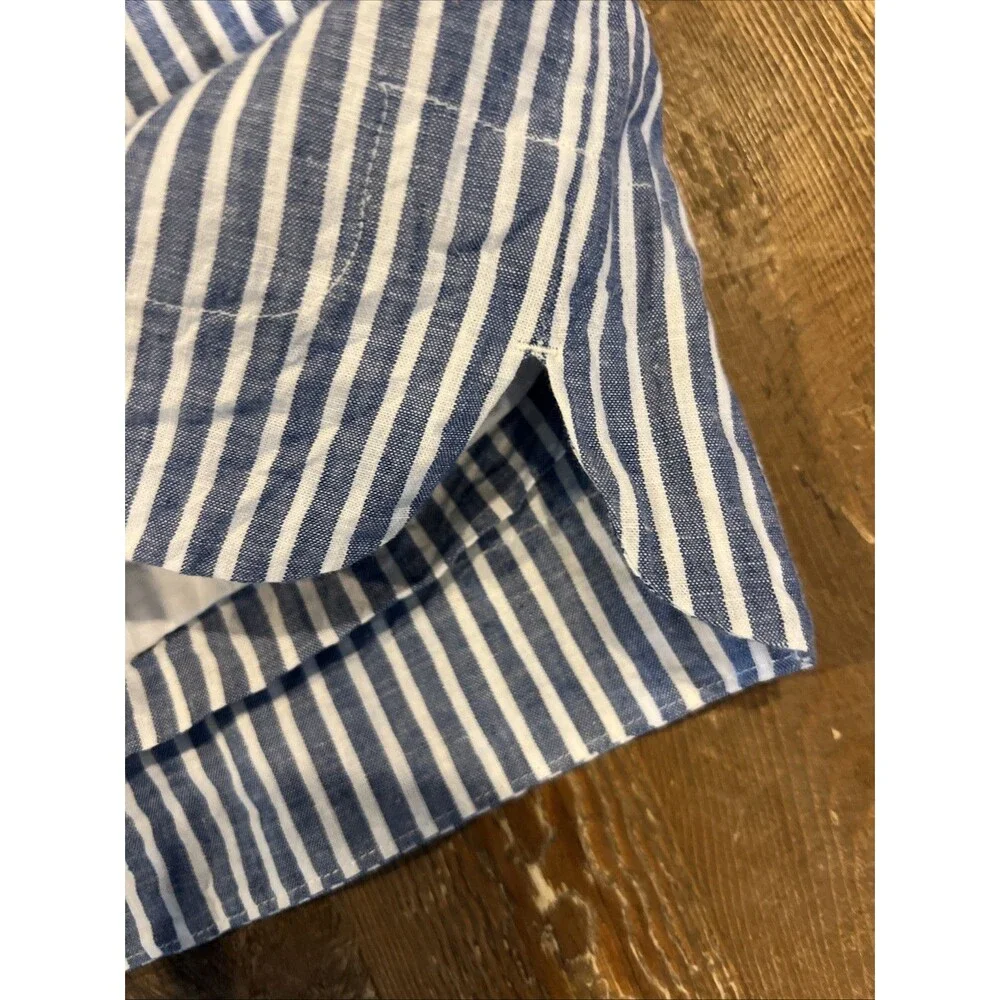 J Crew Seersucker Off The Shoulder Shift Dress Womens Sz 6 Blue & White Striped